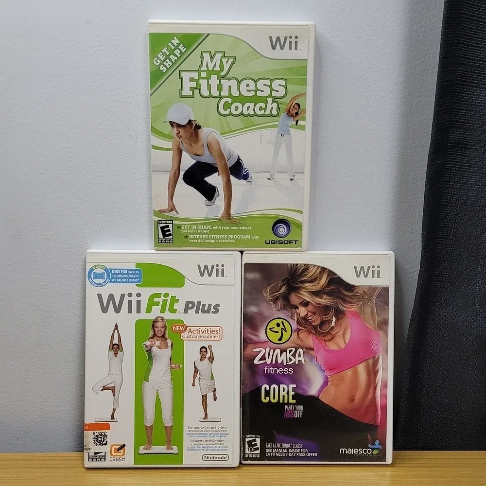 Nintendo Wii My Fitness Coach Wii Fit Plus Zumba Fitness Core Game Bundle Lot